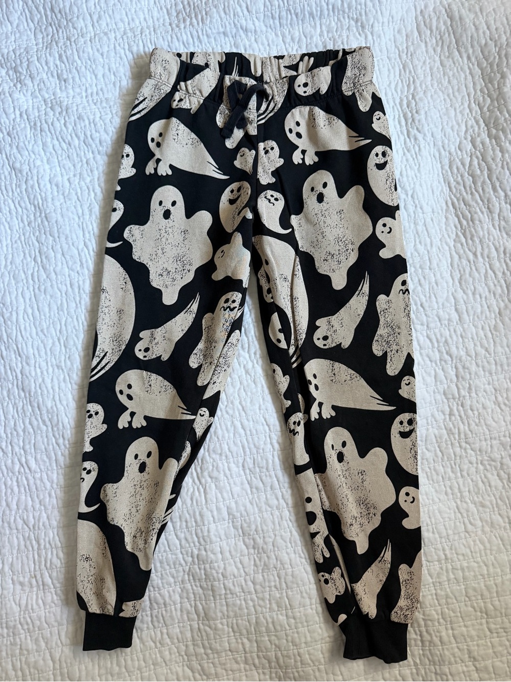 H&M Kids Ghost Print Black & Cream Joggers. Size 7Y.